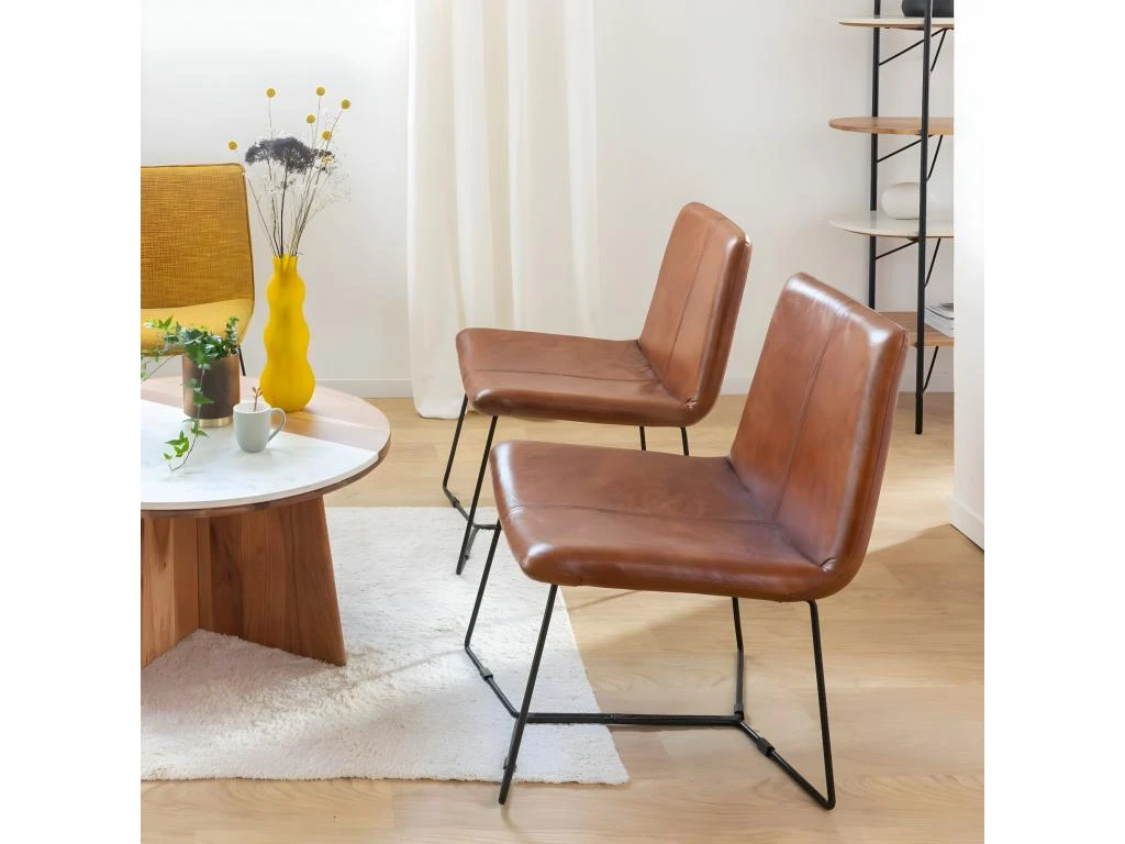 Fauteuil En Cuir Marron Chahinaize â Image 4