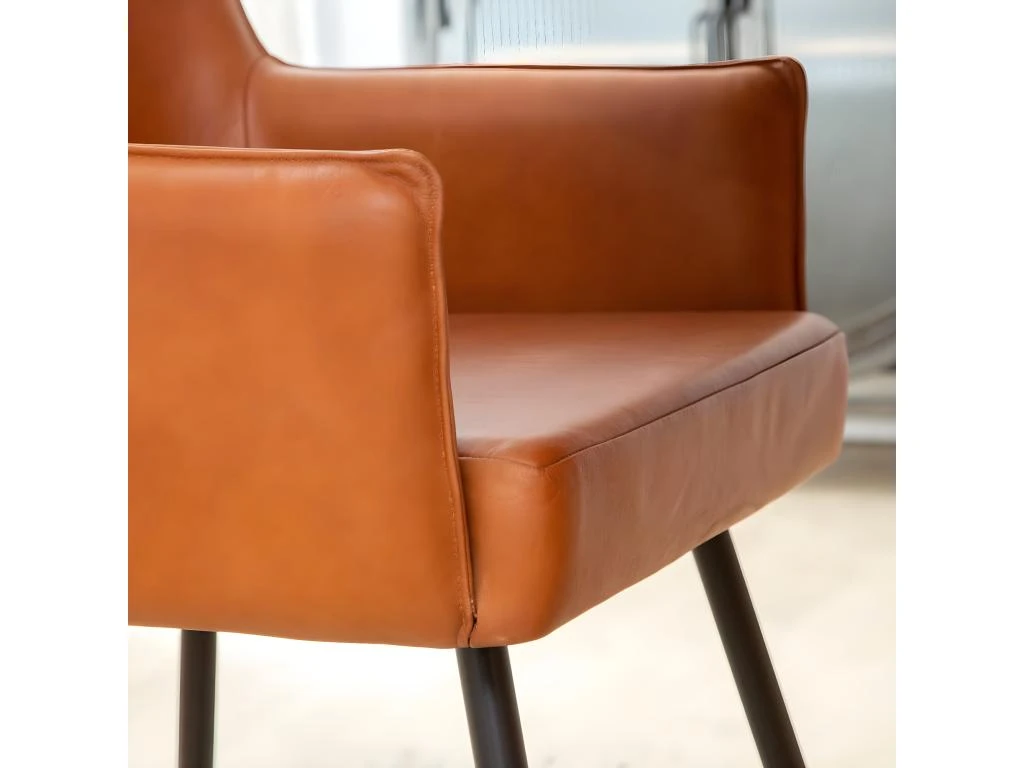 Fauteuil En Cuir Marron Hipolyte â Image 3