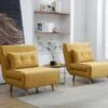 Fauteuil Convertible En Tissu Jaune Moutarde URIBIA