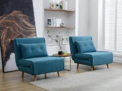 Fauteuil Convertible En Tissu Bleu URIBIA