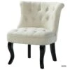 Petit Fauteuil Crapaud Rembourrée Avec Pieds Noirs Pour Salle à Manger, Salon, Entrée & Chambre-Blanc