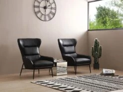 Fauteuil En Cuir De Buffle Noir DINNIA