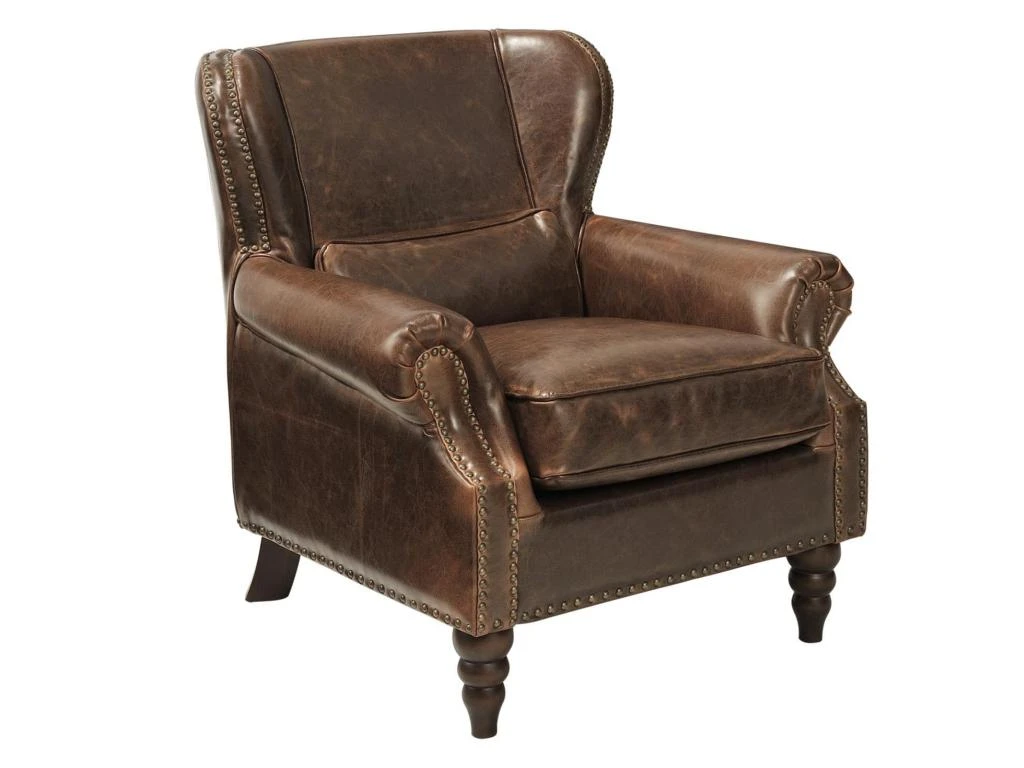 Fauteuil 100% Cuir EDOUARD - Marron â Image 9