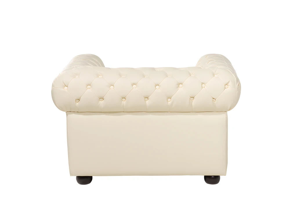 Fauteuil En Cuir Beige Crème CHESTERFIELD – Image 5