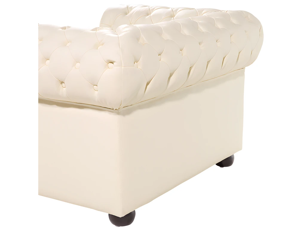 Fauteuil En Cuir Beige Crème CHESTERFIELD – Image 6