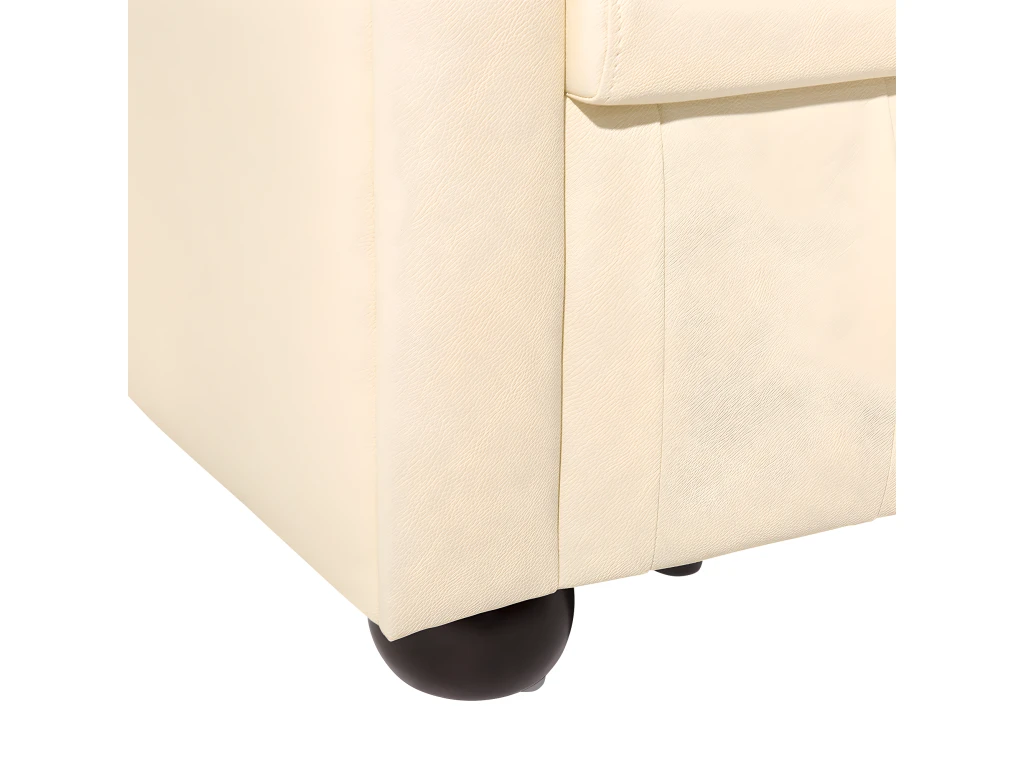 Fauteuil En Cuir Beige Crème CHESTERFIELD – Image 9