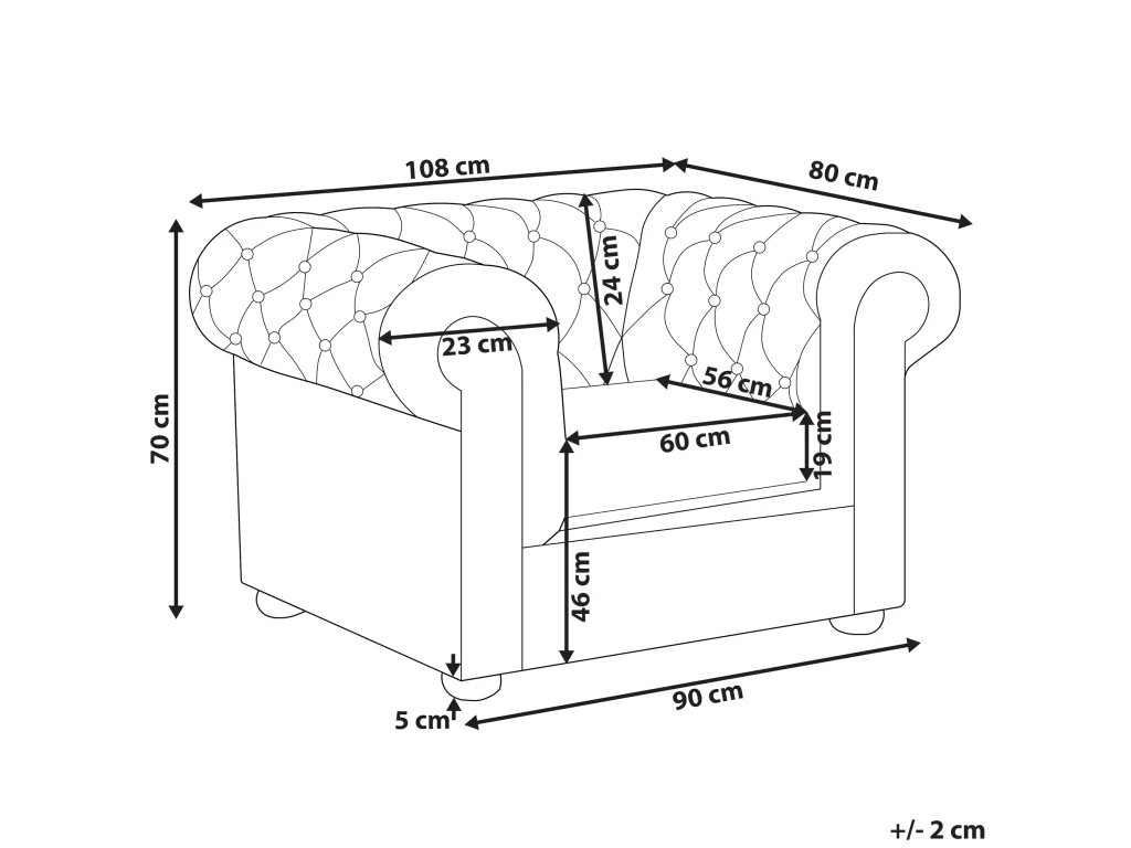 Fauteuil En Cuir PU Marron Rétro CHESTERFIELD – Image 3