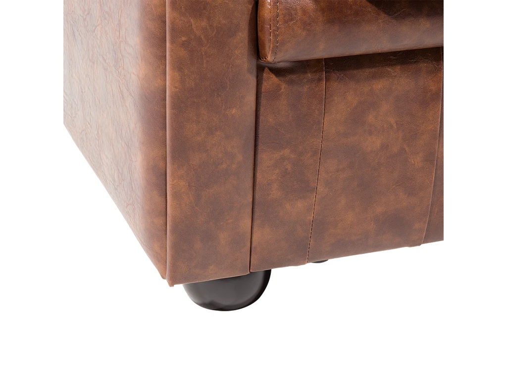 Fauteuil En Cuir PU Marron Rétro CHESTERFIELD – Image 7