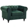 Fauteuil En Velours Vert CHESTERFIELD
