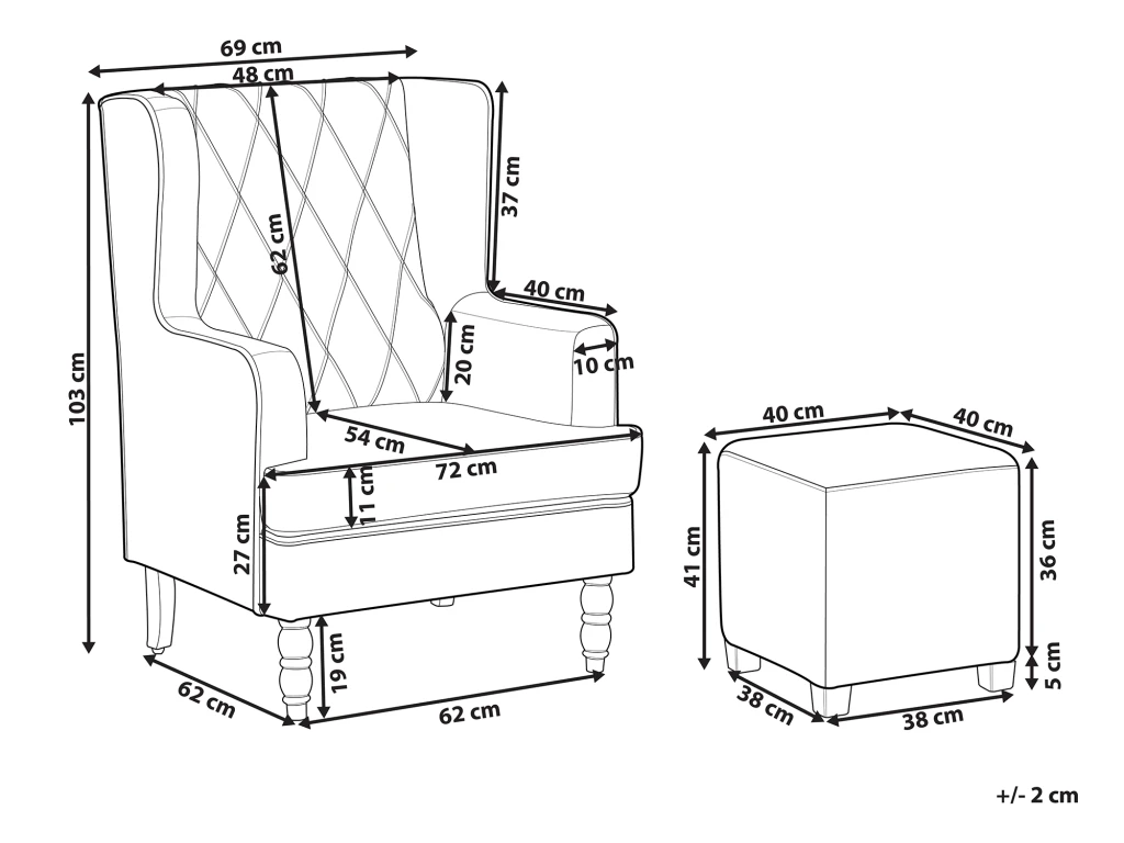 Fauteuil Bergère En Velours Vert Avec Repose-pieds Assorti SANDSET – Image 3