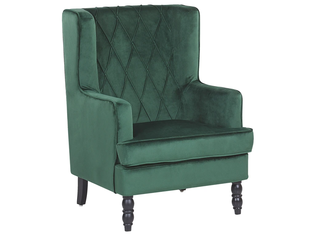 Fauteuil Bergère En Velours Vert Avec Repose-pieds Assorti SANDSET – Image 4