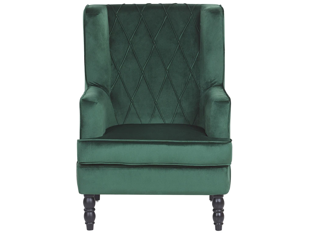 Fauteuil Bergère En Velours Vert Avec Repose-pieds Assorti SANDSET – Image 5
