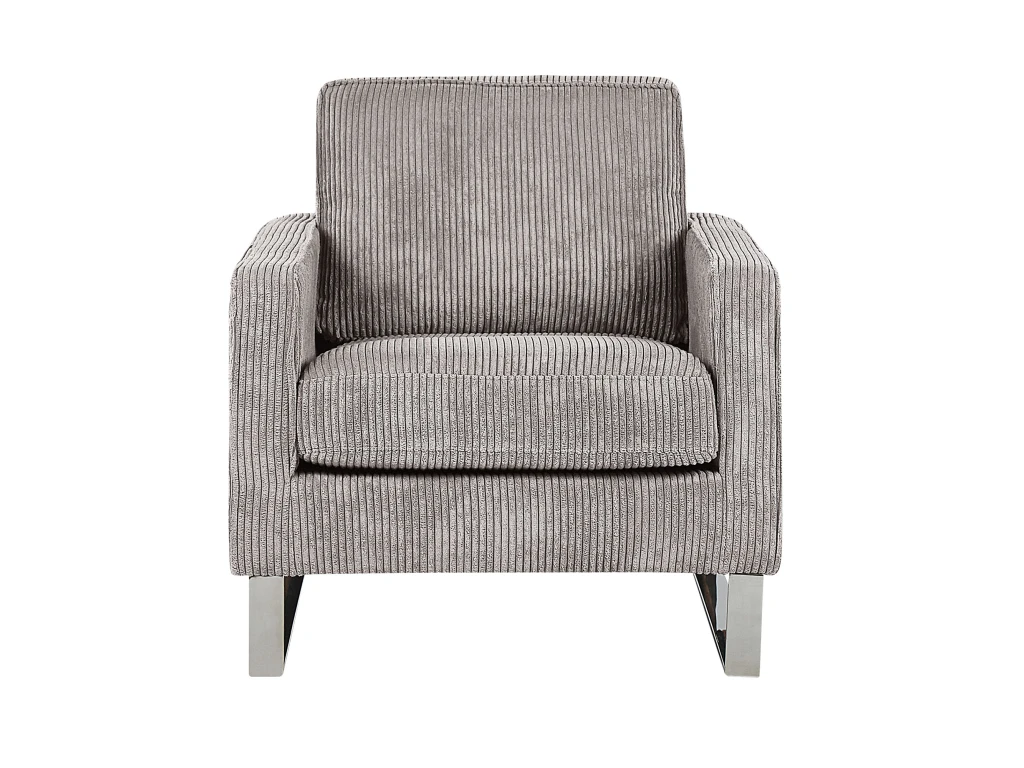 Fauteuil En Velours Côtelé Gris VIND – Image 5