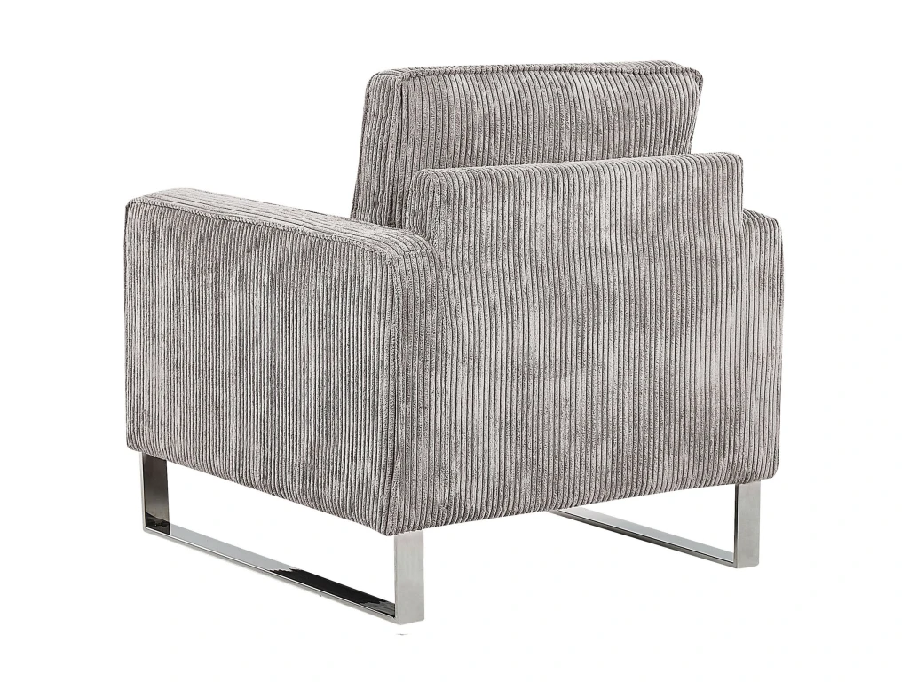 Fauteuil En Velours Côtelé Gris VIND – Image 6