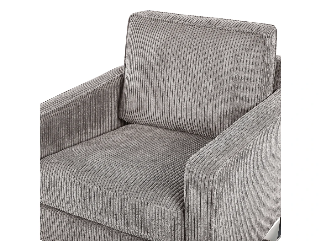 Fauteuil En Velours Côtelé Gris VIND – Image 7