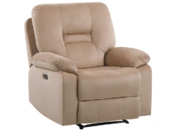 Fauteuil électrique Inclinable En Velours Beige Avec LED Et Port USB BERGEN