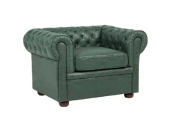 Fauteuil En Cuir PU Vert CHESTERFIELD
