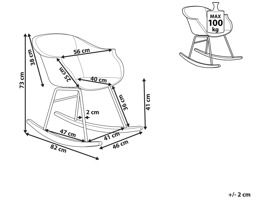Chaise à Bascule Bleu-vert HARMONY – Image 3