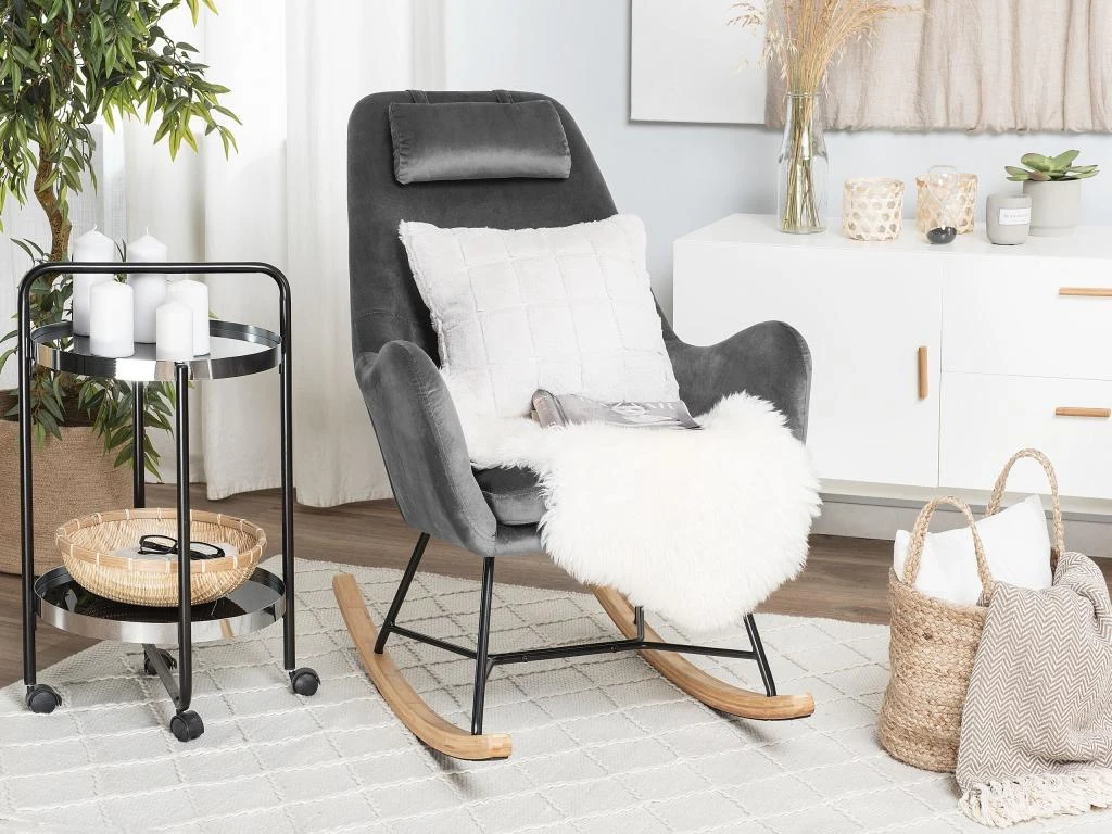 Chaise à Bascule Grise Foncée ARRIE – Image 2