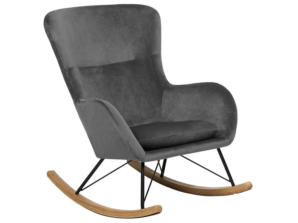 Chaise à Bascule En Velours Gris Foncé ELLAN