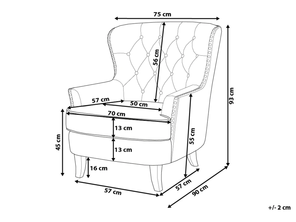 Fauteuil Style Chesterfield En Tissu Bleu Marine VIBORG II – Image 3