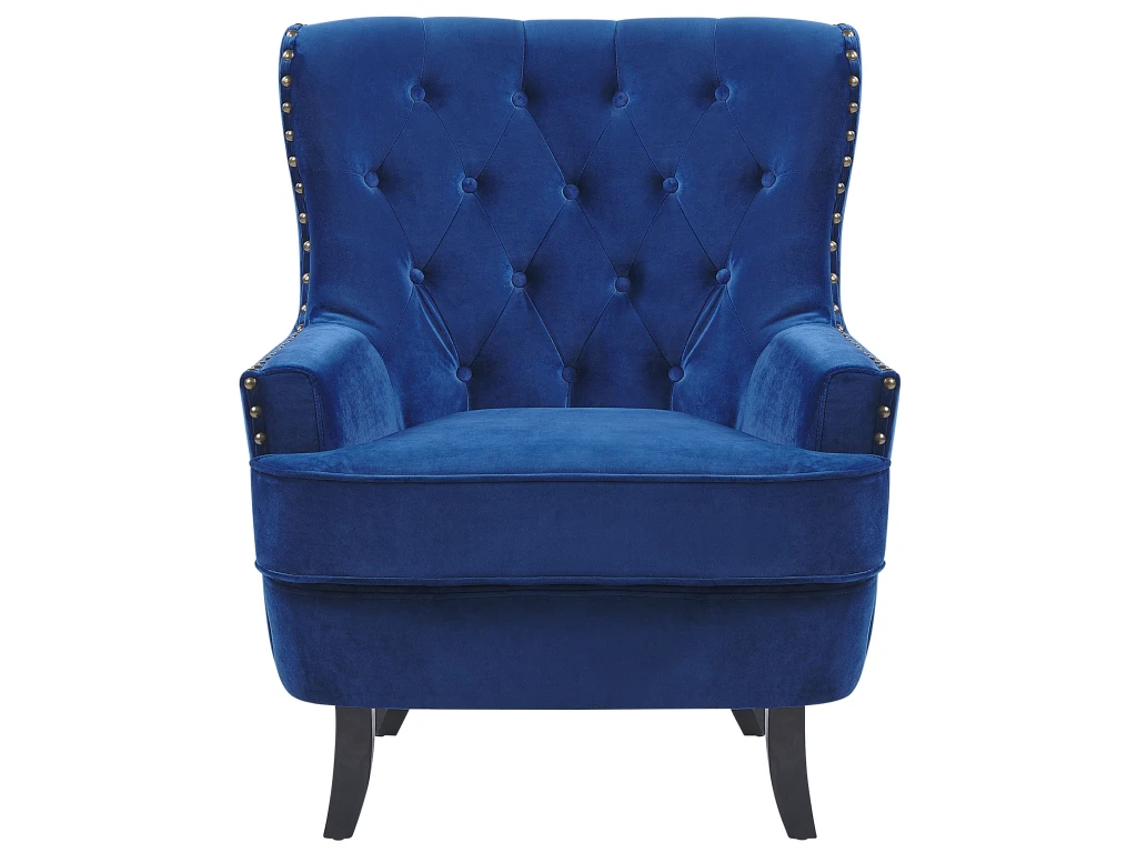 Fauteuil Style Chesterfield En Tissu Bleu Marine VIBORG II – Image 4