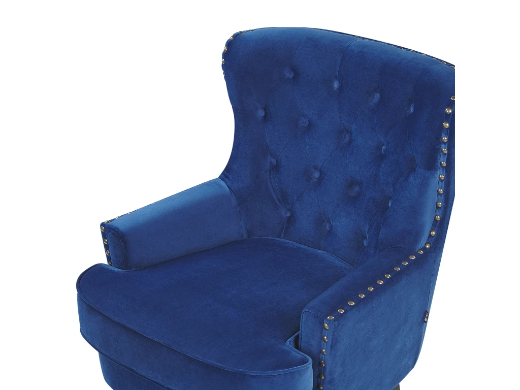 Fauteuil Style Chesterfield En Tissu Bleu Marine VIBORG II – Image 6