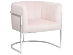 Fauteuil En Velours Rose Pâle LARVIK