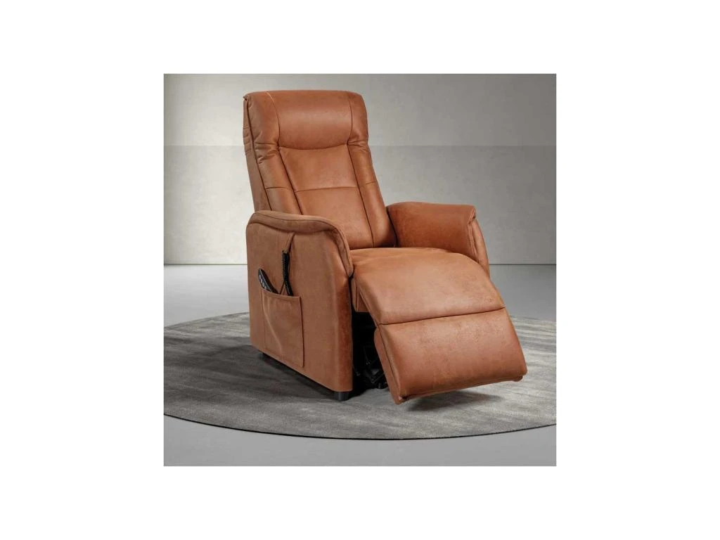 Fauteuil Relax électrique Releveur Microfibre Cognac - VENIO – Image 3
