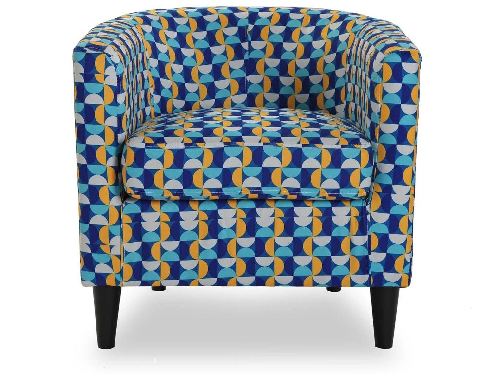 Fauteuil Pour Salon Klee, 62 X 60 X 60 Cm, Coton Et Bois, Bleu, Jaune Et Blanc â Image 3