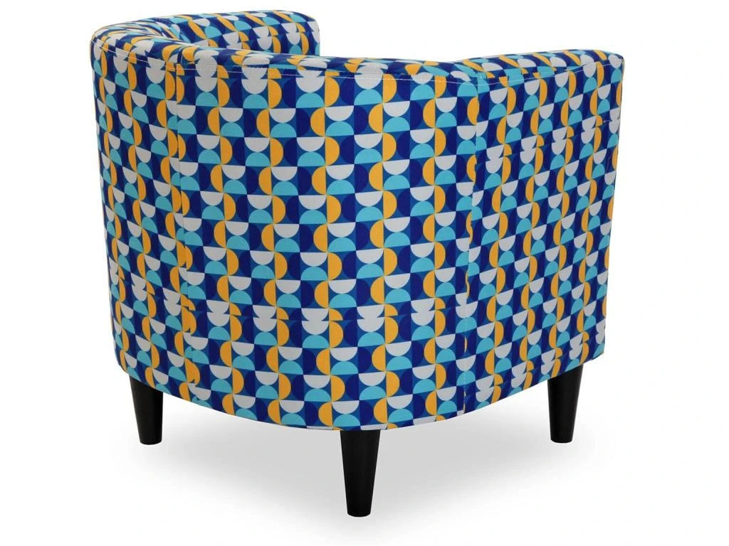 Fauteuil Pour Salon Klee, 62 X 60 X 60 Cm, Coton Et Bois, Bleu, Jaune Et Blanc â Image 4