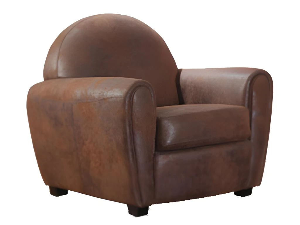 Fauteuil Microfibre Aspect Cuir Vieilli Club VICTORY II â Image 2