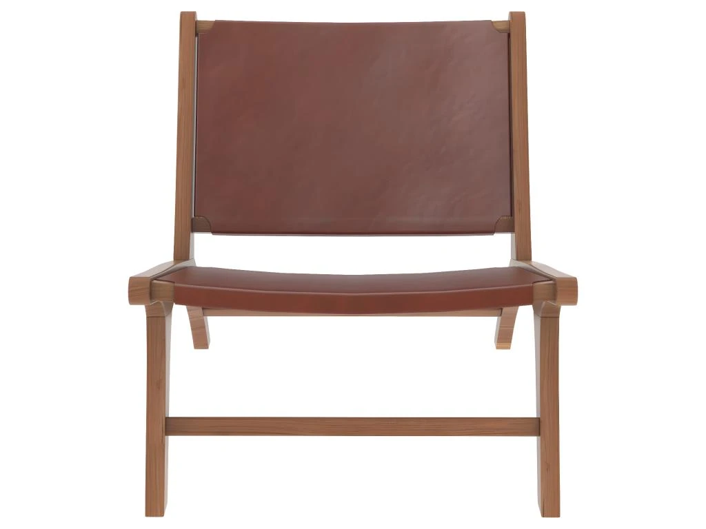 Fauteuil Kuna En Teck Et Cuir Lisse Marron â Image 6