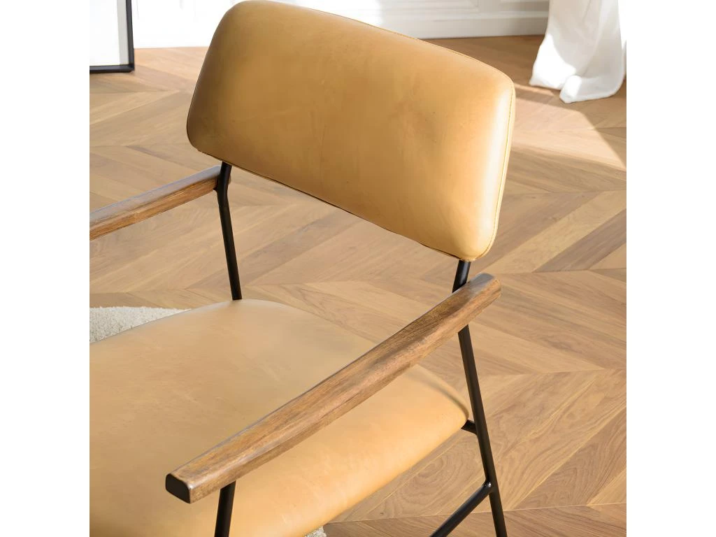 GASTON - Fauteuil Vintage Cuir Structure Métallique Noire – Image 4