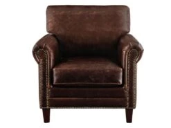 Fauteuil En Cuir Vieilli CASSANDRA - Marron