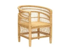 Fauteuil En Rotin Naturel Et Bois D'Acajou H 82 Cm