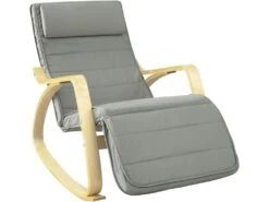 Fauteuil à Bascule Avec Repose-pied Réglable Rocking Chair Fauteuil Relax Gris, Fst16-dg