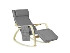Rocking Chair Fauteuil à Bascule Berçante Avec Repose-pieds Réglable Bouleau+ 1 Pochette, FST18-DG