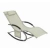 Fauteuil à Bascule Chaise Longue Transat De Jardin Avec Repose-pieds Et 1 Pochette Latérale, Bain De Soleil Rocking Chair - Crème SoBuy OGS28-MI