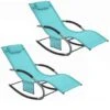SoBuy OGS28-HBx2 Lot De 2 Fauteuils à Bascule Avec Repose-Pieds - Turquoise