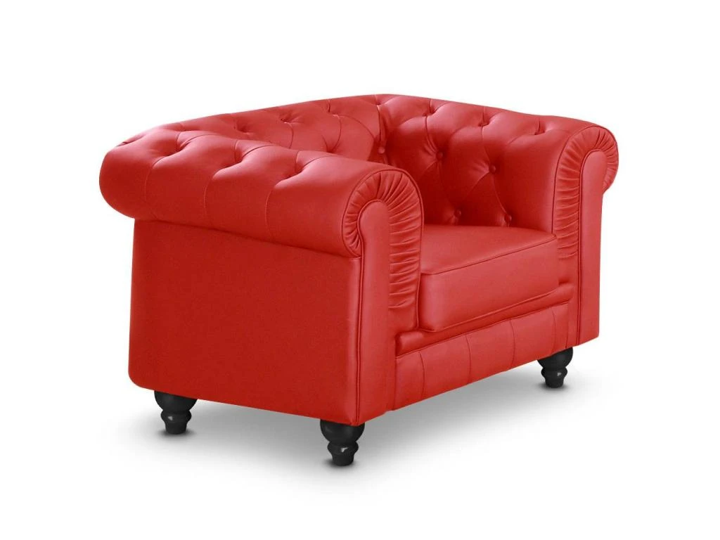 Grand Fauteuil Chesterfield Rouge – Image 2
