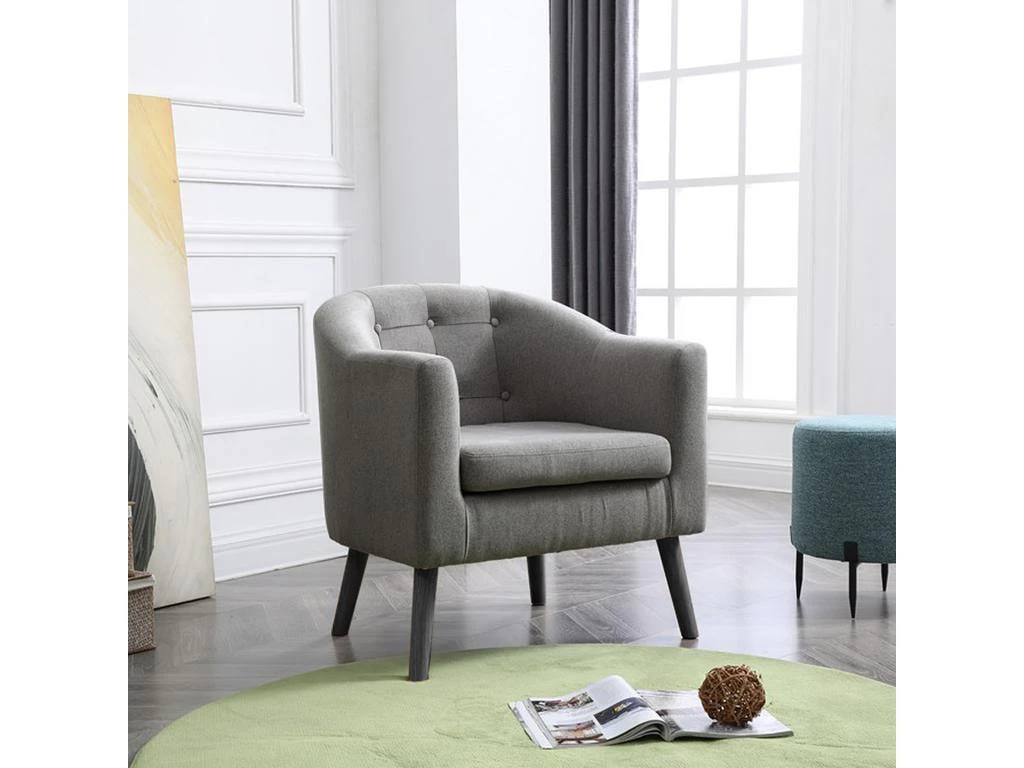 FauteuilSines(Pieds Noirs) 70X76X66Cm Gris - Venprodin â Image 2
