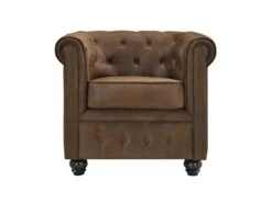 Fauteuil Chesterfield Marron Vieilli