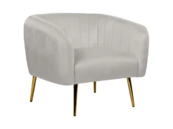 Fauteuil Club En Velours Gris Clair LACONIA