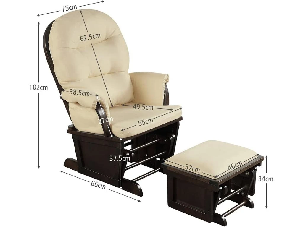 Fauteuil à Bascule Avec Repose-pieds, Coussin Amovible Idéal – Image 5