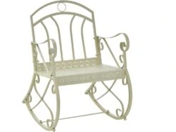 Gientex Fauteuil à Bascule De Terrasse En Métal Avec Dossier Et Accoudoirs, 45cm