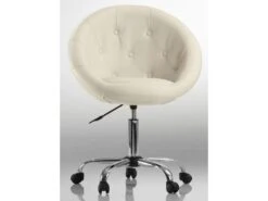 Fauteuil Siège Chaise Capitonné Lounge Pivotant Synthétique Crème 1109012