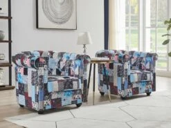 Fauteuil En Tissu Patchwork CHESTERFIELD