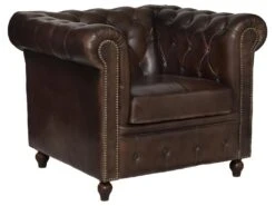 Fauteuil Chester En Cuir Marron - ATMOSPHERA
