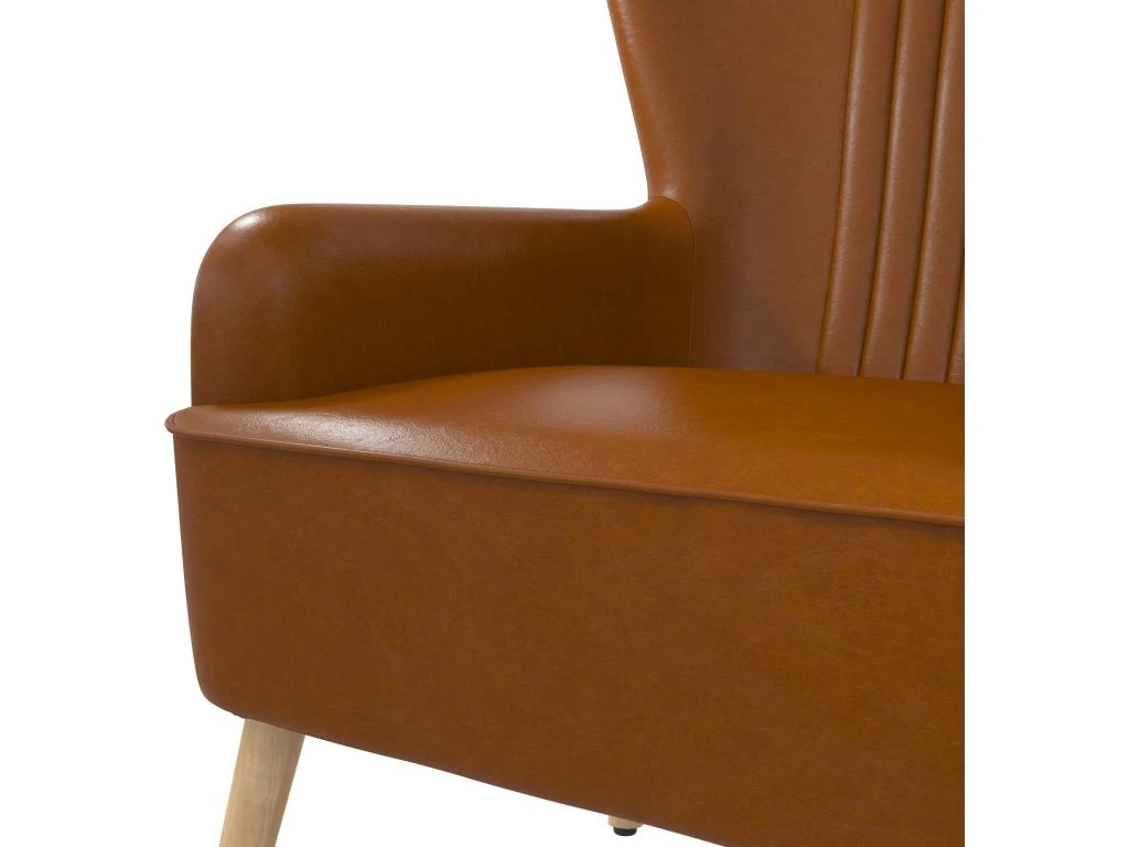 Chaise D'appoint Rembourrée En Faux Cuir Camel – Image 4